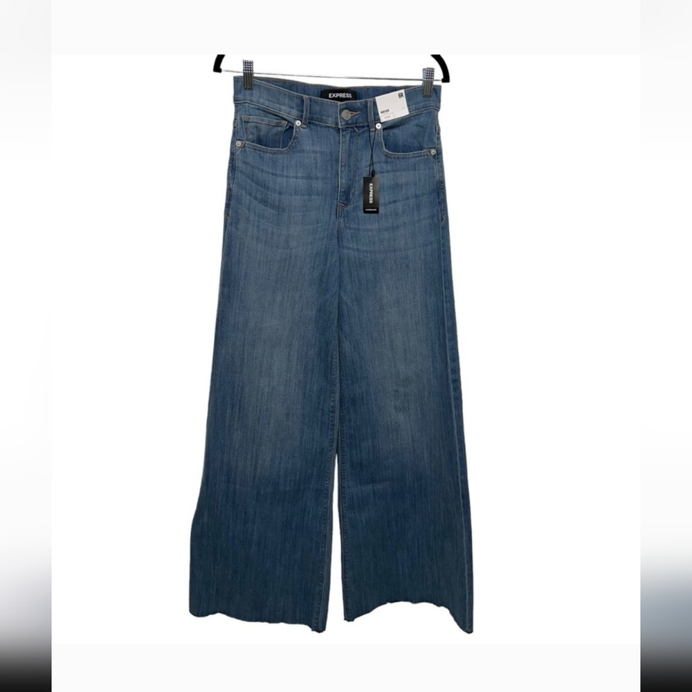 Express High Waisted Palazzo Jeans High Rise Stetch Wide Leg Size 6R